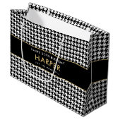 Any Age白黒千鳥格子のハッピーバースデー ラージペーパーバッグ (正面アングル)