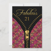 Any Age素晴らしいシークンズピンク金ゴールドブラック誕生日 招待状 (正面)