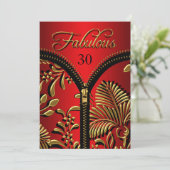 Any Age素晴らしい赤王室の金ゴールドブラック誕生日 招待状 (スタンド正面)