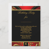 Any Age素晴らしい赤王室の金ゴールドブラック誕生日 招待状 (裏面)