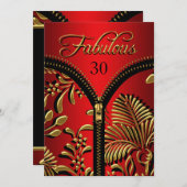 Any Age素晴らしい赤王室の金ゴールドブラック誕生日 招待状 (正面/裏面)