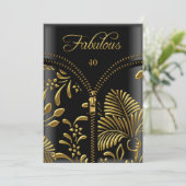 Any Age素晴らしい金ゴールドブラックコルセット誕生日パーティー 招待状 (スタンド正面)