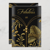 Any Age素晴らしい金ゴールドブラックコルセット誕生日パーティー 招待状 (正面/裏面)