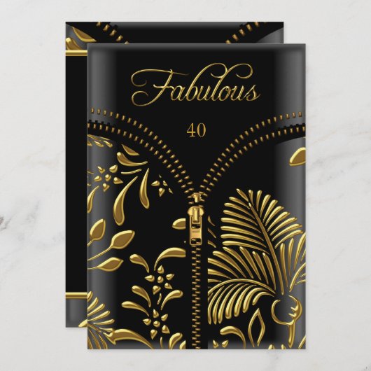 Any Age素晴らしい金ゴールドブラックコルセット誕生日パーティー 招待状 (正面/裏面)