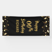 ANY AGE誕生日ブラシスクリップブラック金ゴールドスタードア 横断幕 (横)