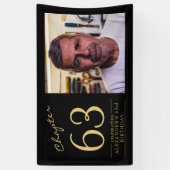 Any Age誕生日黒金ゴールド写真 横断幕 (縦)