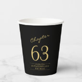 Any Age誕生日黒金ゴールド写真 紙コップ (正面)