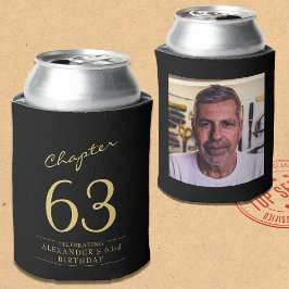 Any Age誕生日黒金ゴールド写真 缶クーラー