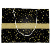 Any Age誕生日-黒/金ゴールドパーティーテーマ ラージペーパーバッグ (裏面)