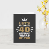 ANY AGE金ゴールドブラックカスタム40th誕生日カード カード (黄色い花)