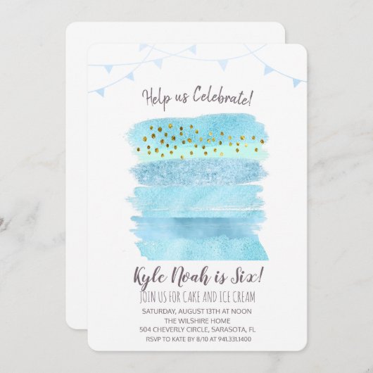 ANY AGE -お誕生日ケーキ招待状 招待状 (正面/裏面)