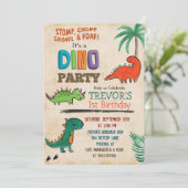 ANY AGE – かわいい恐竜誕生日招待状 招待状 (スタンド正面)