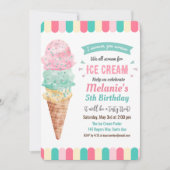 ANY AGE – アイスクリームグリッター誕生日招待状 招待状 (正面)