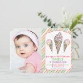 ANY AGE – アイスクリーム誕生日招待状 招待状 (スタンド正面)