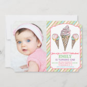 ANY AGE – アイスクリーム誕生日招待状 招待状 (正面)