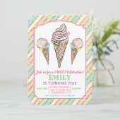 ANY AGE – アイスクリーム誕生日招待状 招待状 (スタンド正面)