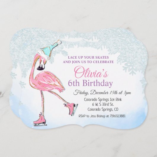 ANY AGE – ウィンターアイススケートで滑る誕生日招待状 招待状 (正面/裏面)