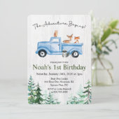 ANY AGE – ウッドランド動物誕生日招待状 招待状 (スタンド正面)