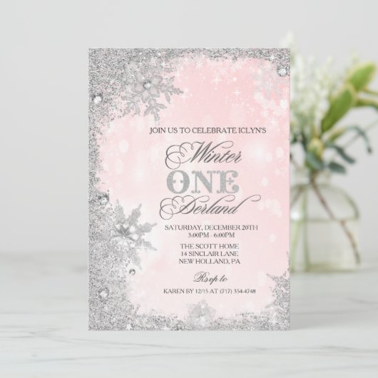 ANY AGE – ガールウィンターホリデー誕生日招待状 招待状 (スタンド正面)