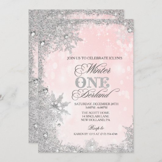 ANY AGE – ガールウィンターホリデー誕生日招待状 招待状 (正面/裏面)