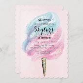 ANY AGE – コットンキャンディ誕生日招待状 招待状 (正面/裏面)