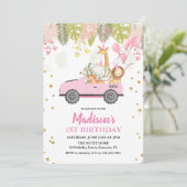 ANY AGE – ジャングルサファリガール誕生日招待状 招待状 (スタンド正面)