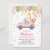 ANY AGE – ジャングルサファリガール誕生日招待状 招待状 (正面)