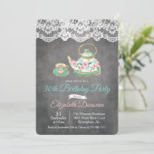 ANY AGE – ティーパーティーフローラ誕生日招待状 招待状 (スタンド正面)