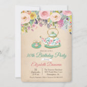 ANY AGE – ティーパーティーフローラ誕生日招待状 招待状 (正面)