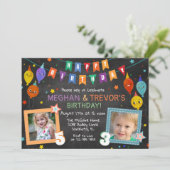 ANY AGE – デュアル兄弟姉妹誕生日 招待状 (スタンド正面)