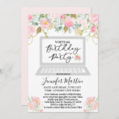 ANY AGE – バーチャル誕生日パーティーフローラ招待状 招待状 (正面/裏面)