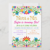 ANY AGE – フィエスタフローラグリッター誕生日カード 招待状 (正面)
