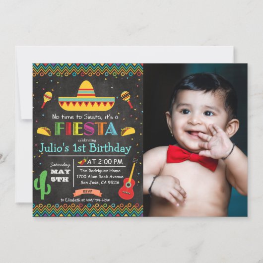 ANY AGE – フィエスタメキシコ誕生日チョーク招待状 招待状 (正面)