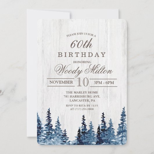 ANY AGE – フォレストウ素朴ッド誕生日招待状 招待状 (正面)