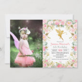 ANY AGE -フローラフェアリーガール誕生日招待状 招待状 (正面)