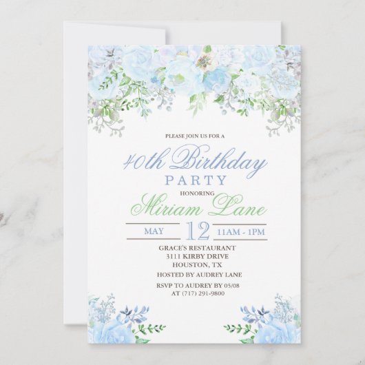 ANY AGE -フローラ誕生日パーティーへの招待 招待状 (正面)