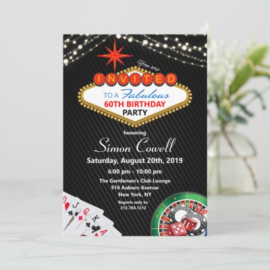 ANY AGE – ベガスカジノ誕生日招待状 招待状 (スタンド正面)