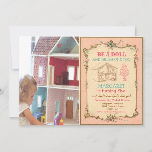 ANY AGE -ベビー人形パーティー誕生日招待状 招待状 (正面)