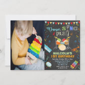 ANY AGE – ボーイミュージック誕生日チョーク招待状 招待状 (正面)