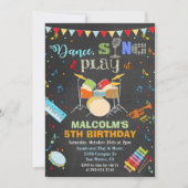 ANY AGE – ボーイミュージック誕生日チョーク招待状 招待状 (正面)