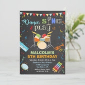ANY AGE – ボーイミュージック誕生日チョーク招待状 招待状 (スタンド正面)