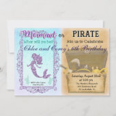 ANY AGE – マーメイドまたは海賊誕生日招待状 招待状 (正面)