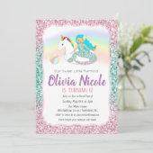 ANY AGE – マーメイドグリッター誕生日招待状 招待状 (スタンド正面)