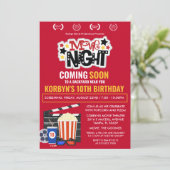 ANY AGE – ムービーナイト誕生日招待状 招待状 (スタンド正面)