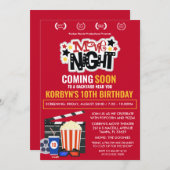 ANY AGE – ムービーナイト誕生日招待状 招待状 (正面/裏面)