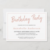 Any Age モダン Pink Rose金ゴールドスパークル誕生日 招待状 (正面)