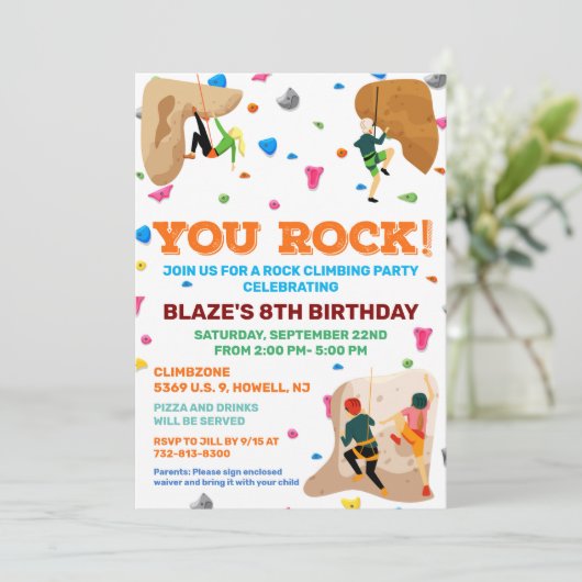 ANY AGE – ロック登山誕生日招待状 招待状 (スタンド正面)