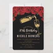 ANY AGE – ワイングラスグリッター誕生日招待状 招待状 (正面)