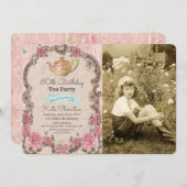 ANY AGE -ヴィンテージティーフォト誕生日招待状 招待状 (正面/裏面)