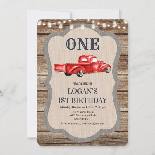 ANY AGE -ヴィンテージトラックボーイ誕生日招待状 招待状 (正面)